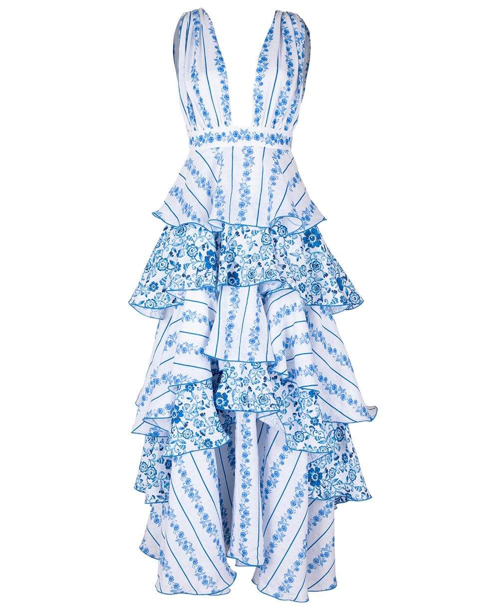 GUL HURGEL-Stripe Ruffled Skirt Dress-