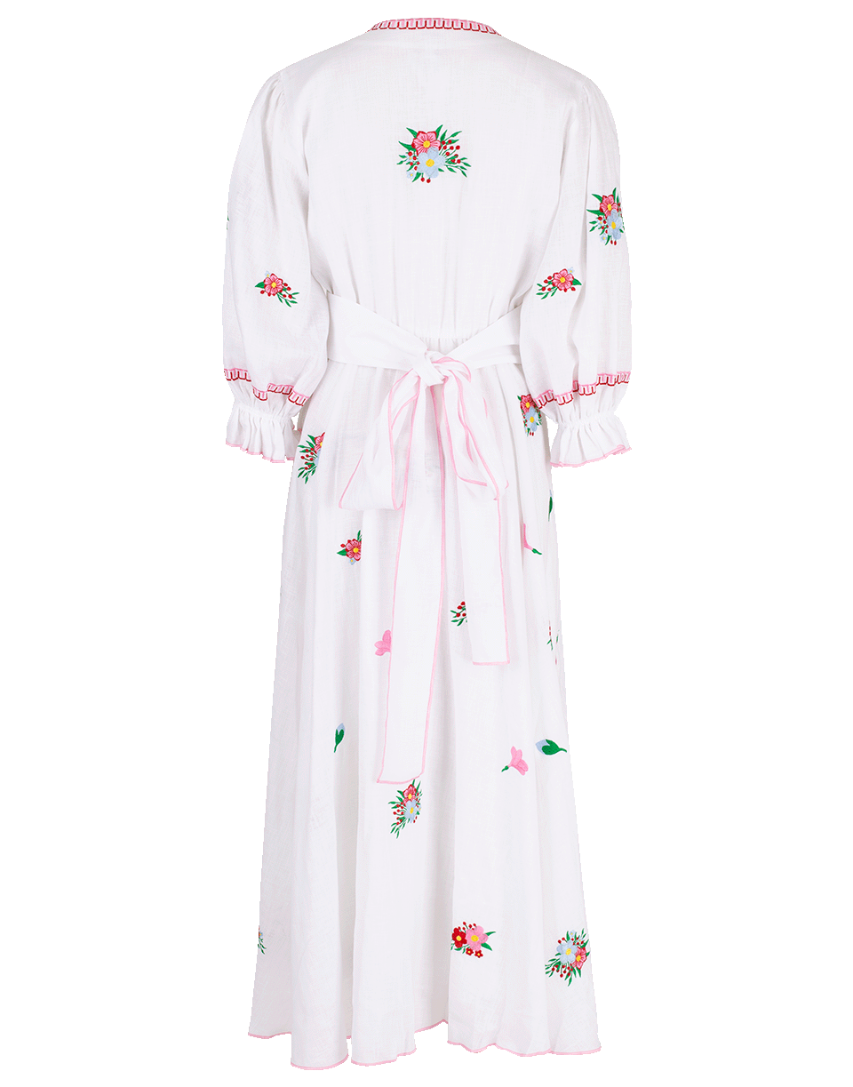 GUL HURGEL-Floral Embroidered Midi Dress-WHITE