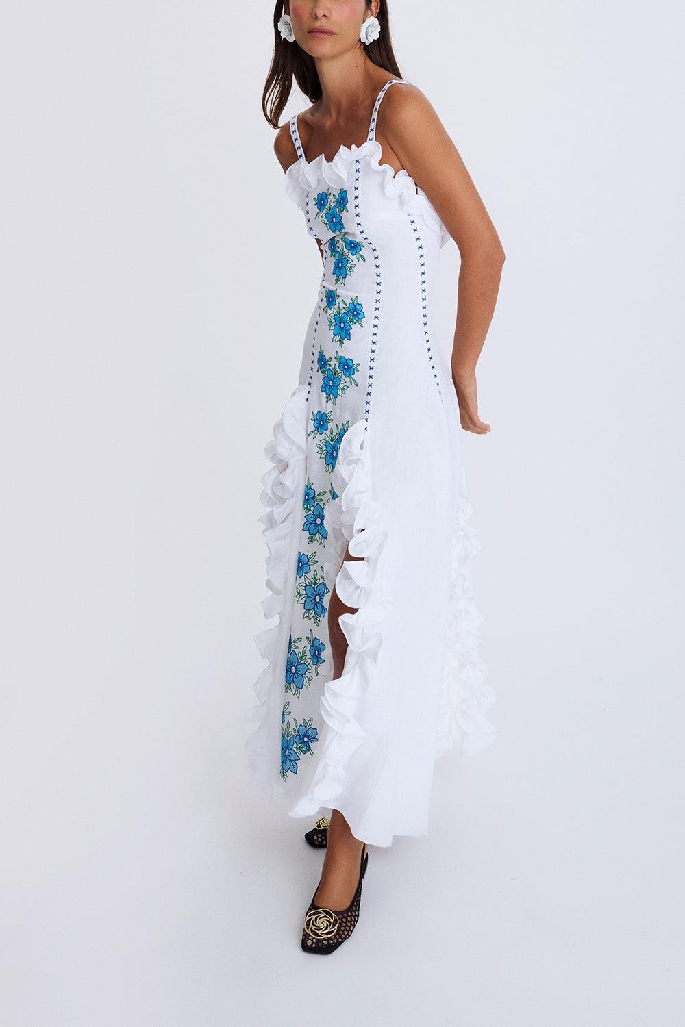 Brianna Dress-WHT/BLUE-XS-CLOTHINGDRESSCASUAL-GUL HURGEL