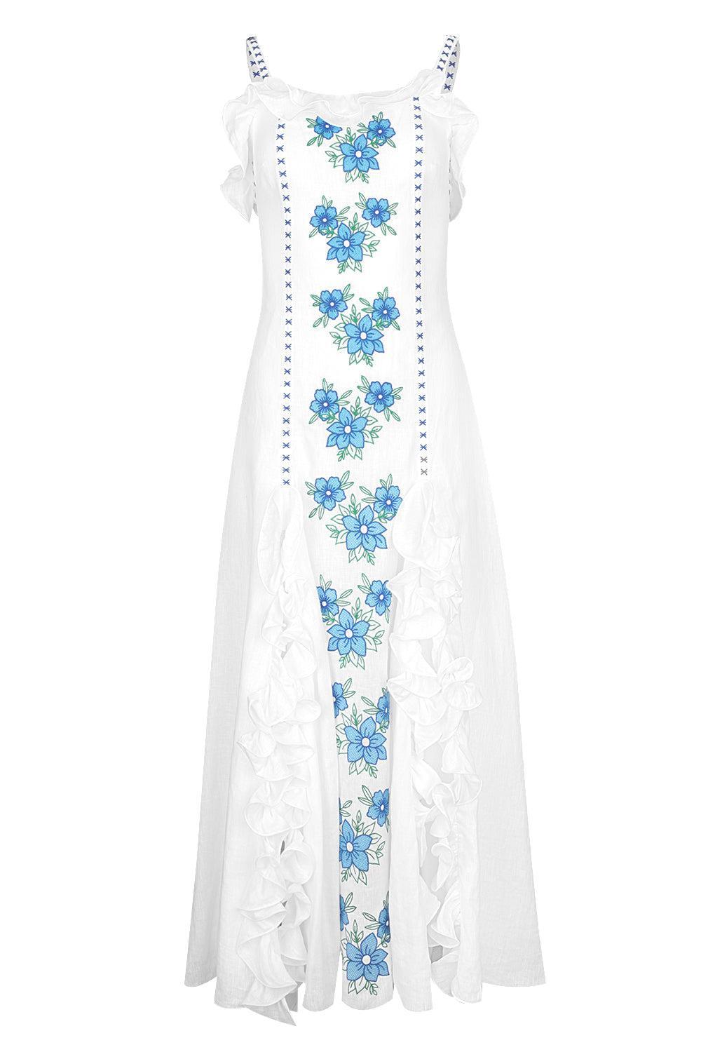 Brianna Dress-WHT/BLUE-XS-CLOTHINGDRESSCASUAL-GUL HURGEL