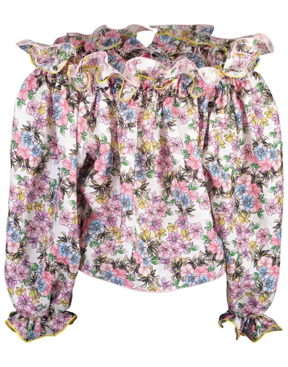 GUL HURGEL-Ruffled Button Down Off Shoulder Blouse-