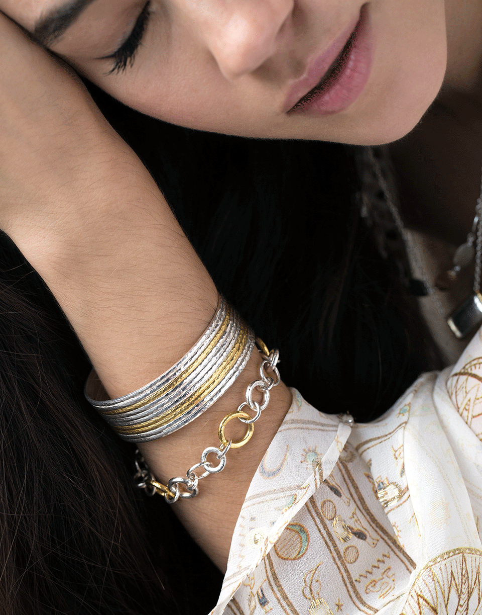 GURHAN-Hoopla Mix Link Silver Bracelet-SILVER