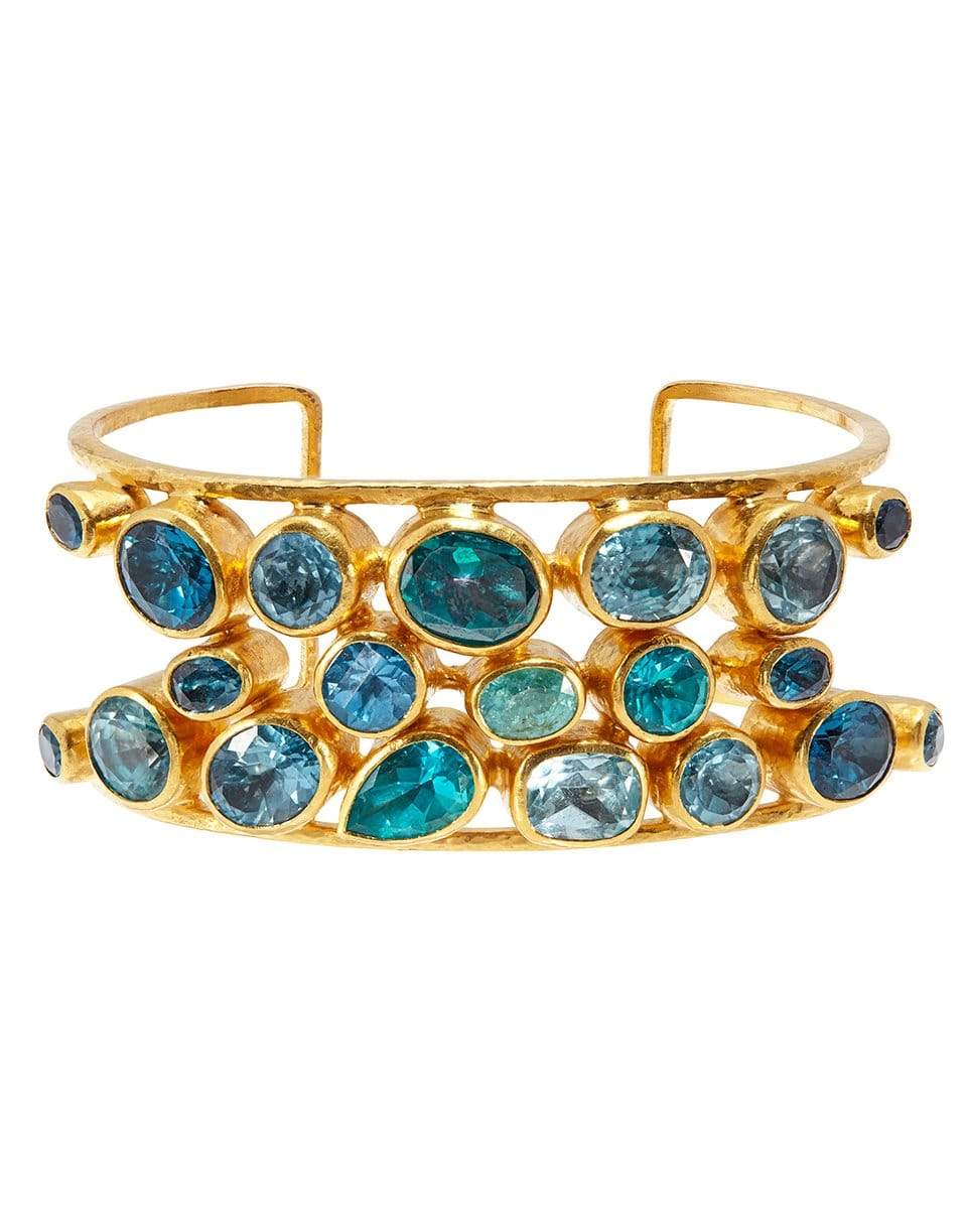 GURHAN-Rune Blue Topaz Statement Cuff-YELLOW GOLD