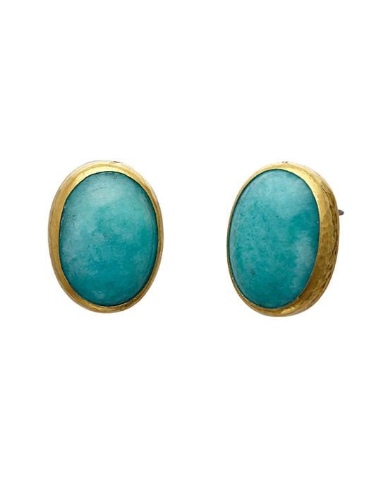 GURHAN-Cabochon Amazonite and Sterling Silver Stud Earrings-SILVER