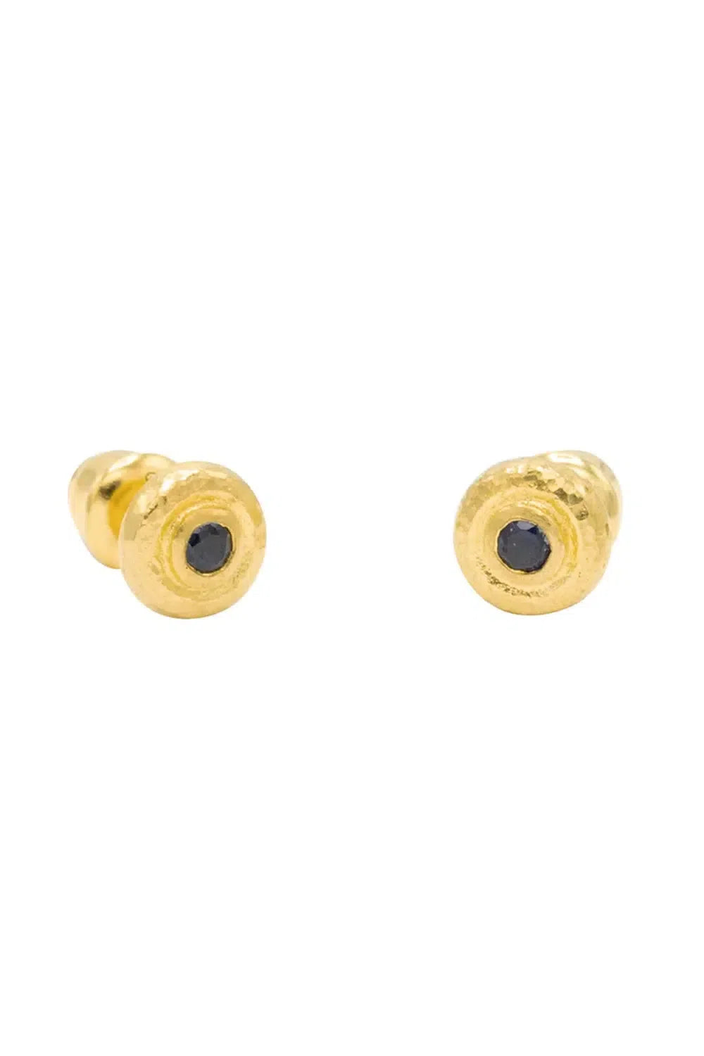 GURHAN-Blue Sapphire Round Stud Earrings-YELLOW GOLD