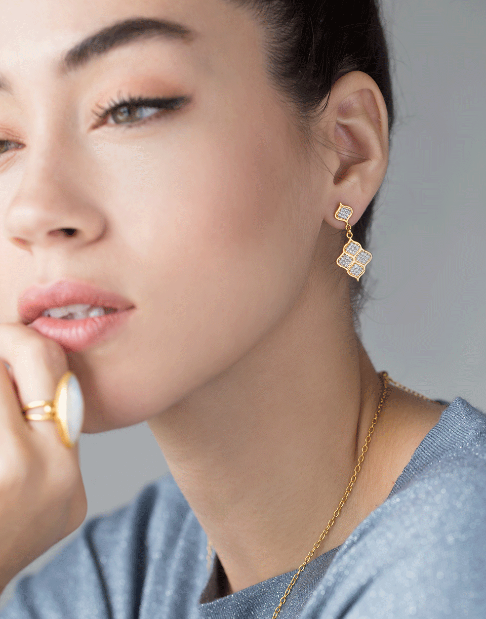 GURHAN-Diamond Pave Trellis Earrings-YELLOW GOLD