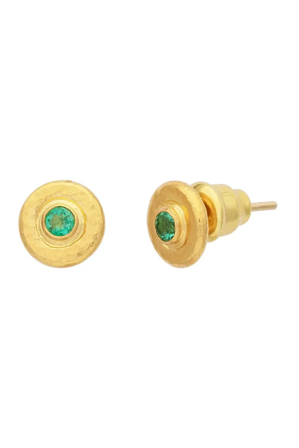 GURHAN-Emerald Stud Earrings-YELLOW GOLD