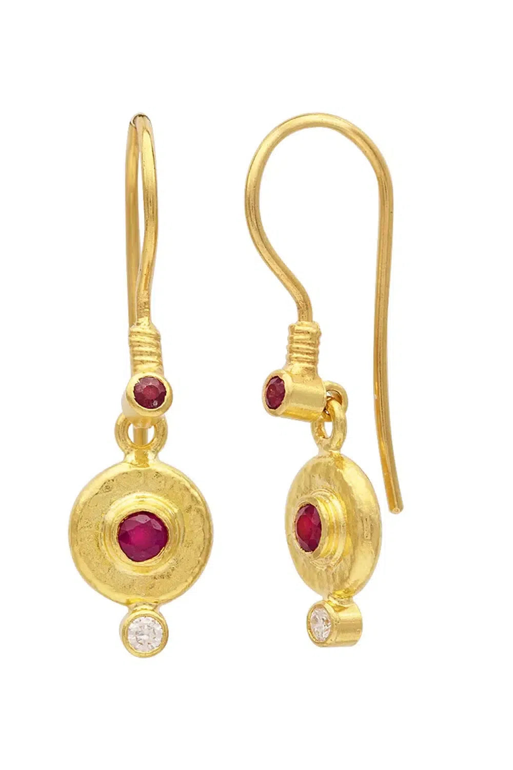 GURHAN-Ruby Single Drop Earrings-YELLOW GOLD