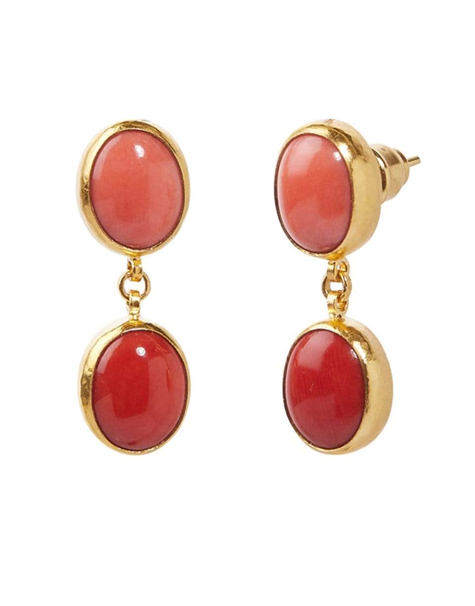 GURHAN-Rune Coral Drop Earrings-YELLOW GOLD
