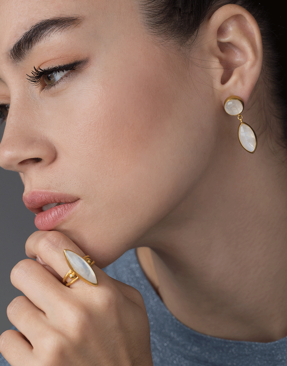 GURHAN-Rune Moonstone Drop Earrings-YELLOW GOLD