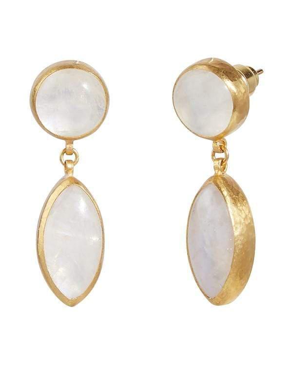 GURHAN-Rune Moonstone Drop Earrings-YELLOW GOLD