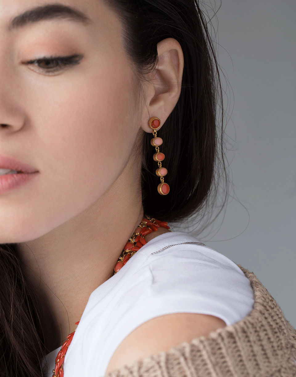 GURHAN-Rune Pointelle Coral Earrings-YELLOW GOLD
