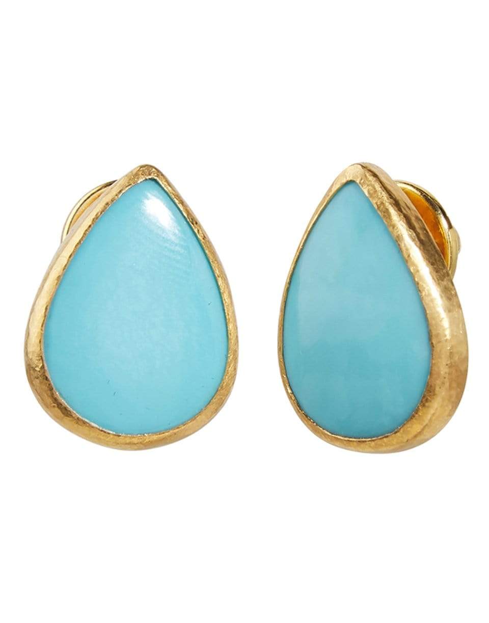 GURHAN-Rune Turquoise Stud Earring-YELLOW GOLD