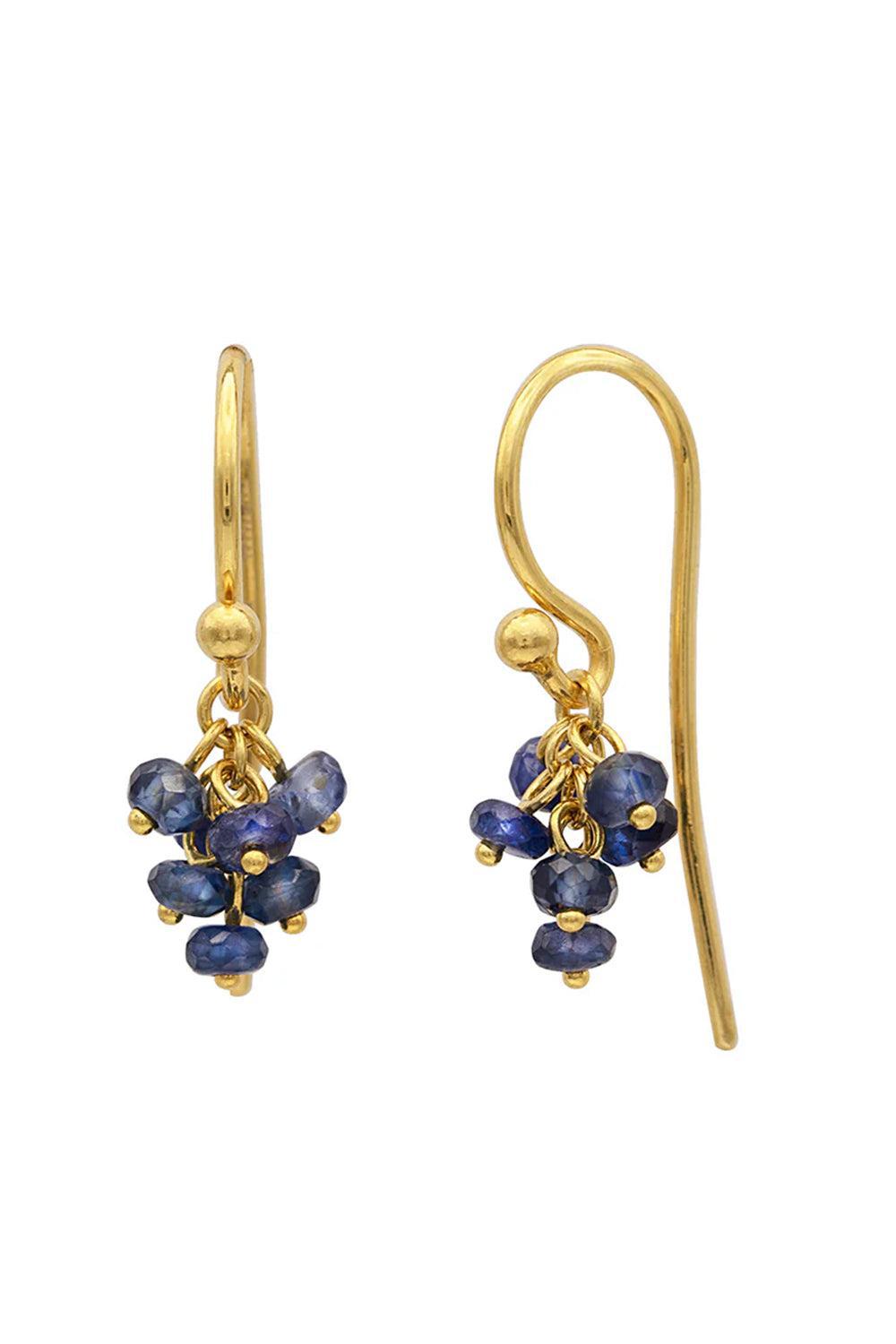 GURHAN-Small Blue Sapphire Tassel Drop Earrings-YELLOW GOLD