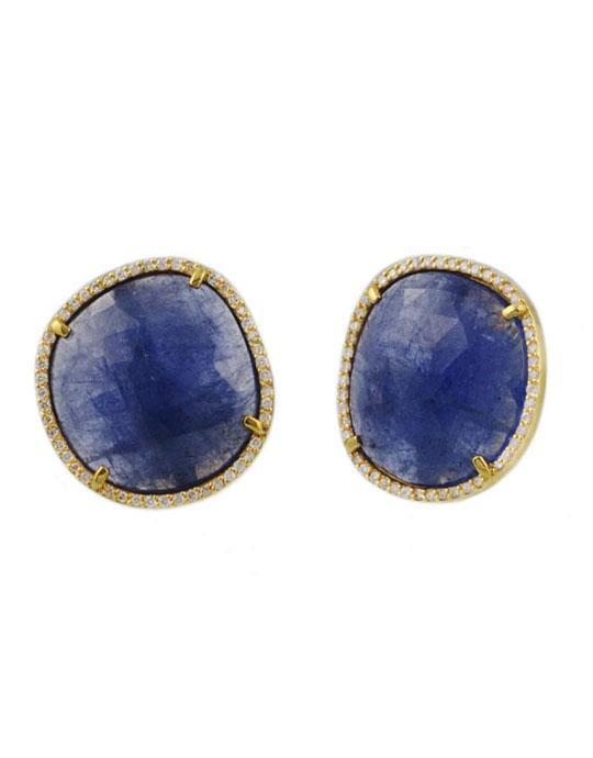 GURHAN-Tanzanite Button Earrings-YELLOW GOLD
