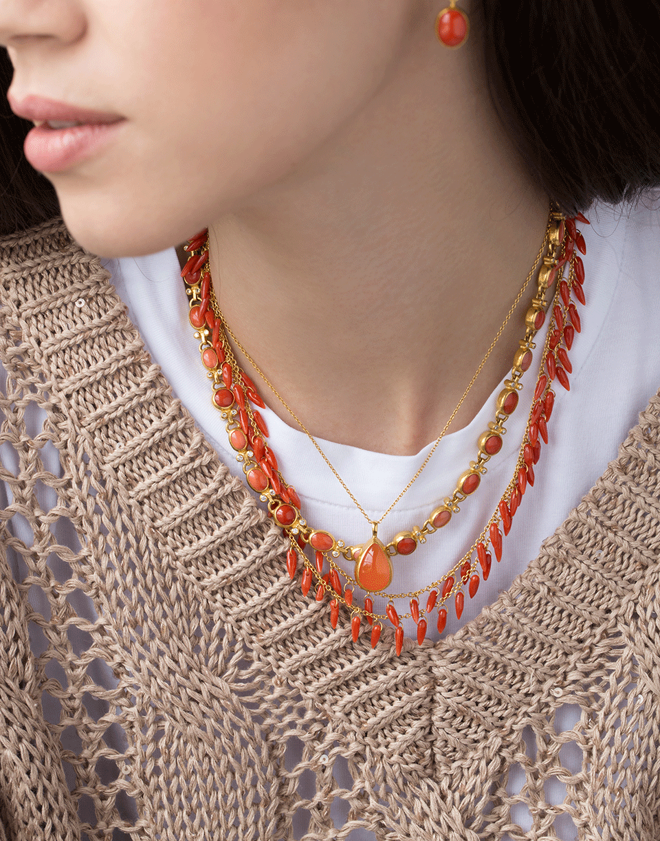 GURHAN-Dew Hue Coral Charm Necklace-YELLOW GOLD