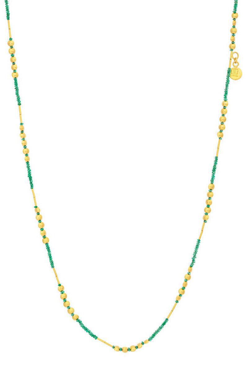 GURHAN-Emerald Single Strand Short Necklace-YELLOW GOLD