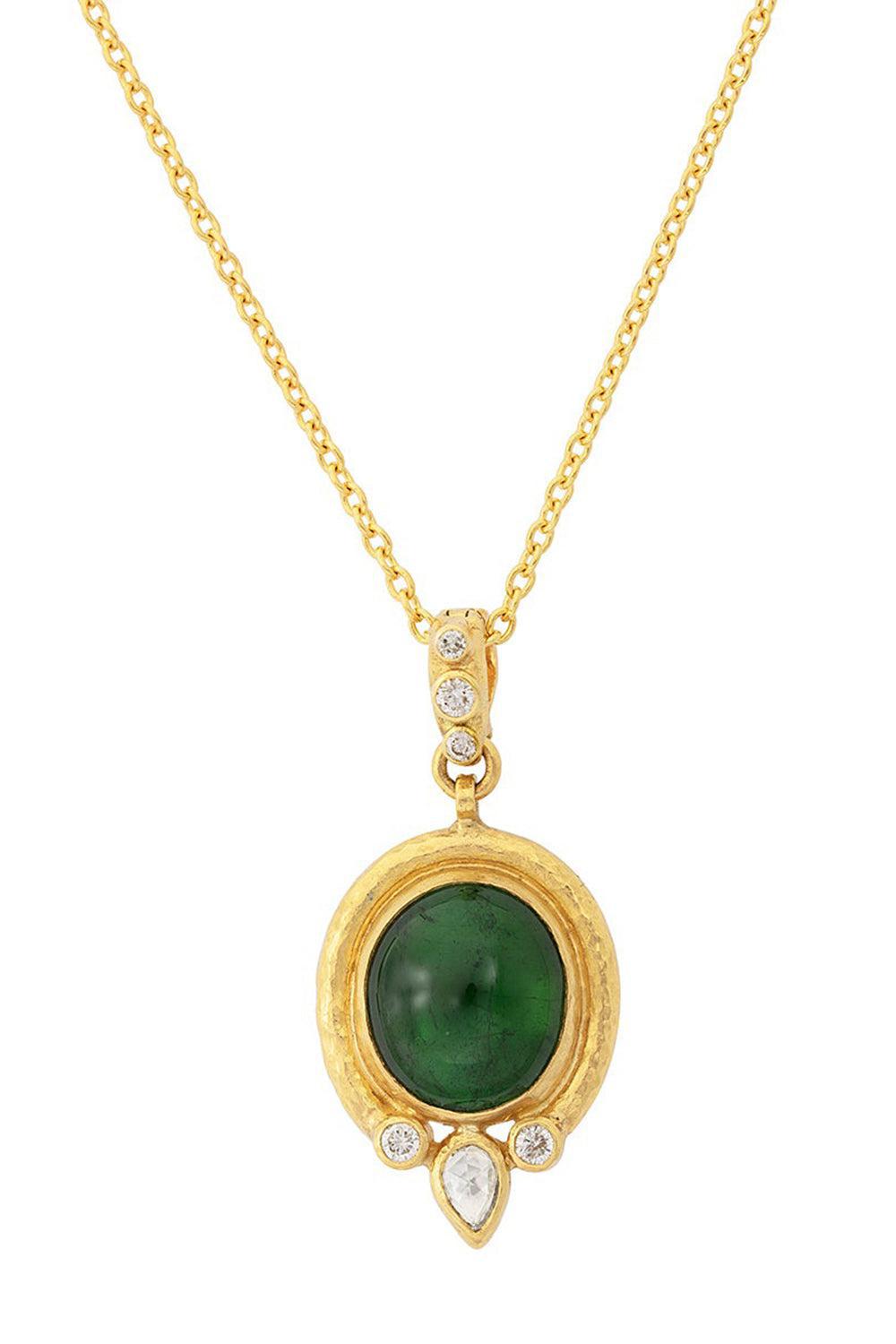 Green Tourmaline Pendant Necklace-YELLOW GOLD-JEWELRYFINE JEWELNECKLACE O-GURHAN