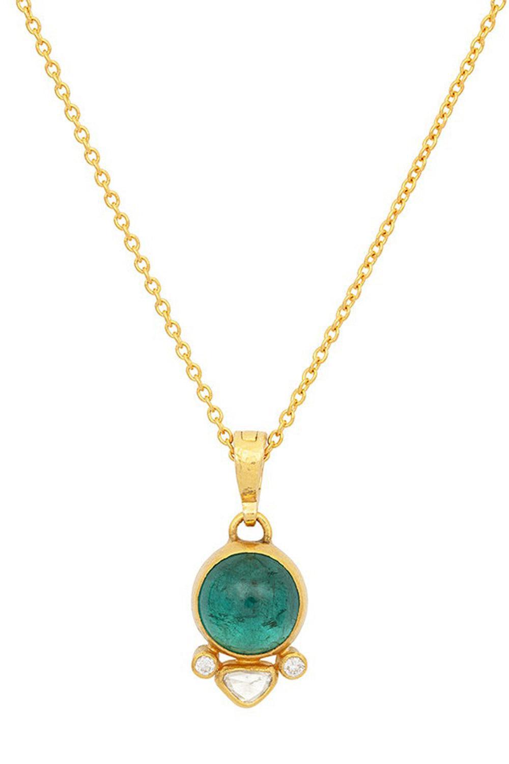 Green Tourmaline Pendant Necklace-YELLOW GOLD-JEWELRYFINE JEWELNECKLACE O-GURHAN
