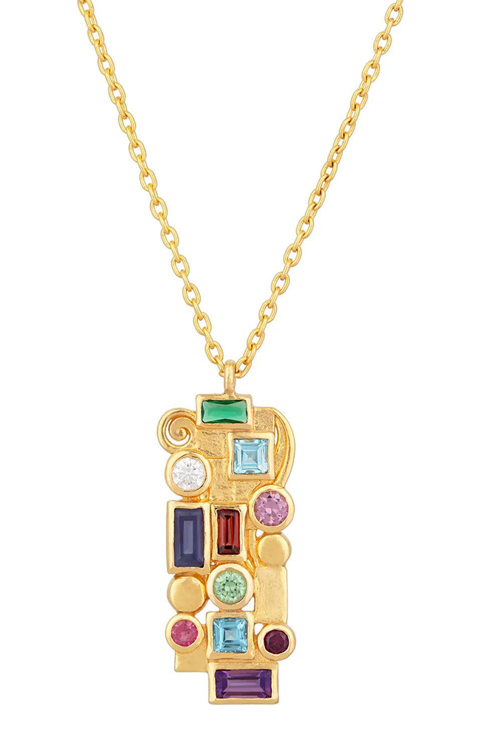 GURHAN-Mixed Stone Pendant Necklace-YELLOW GOLD