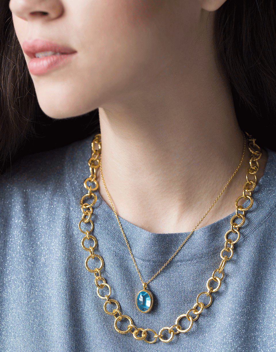 GURHAN-Rune Blue Topaz Necklace-YELLOW GOLD