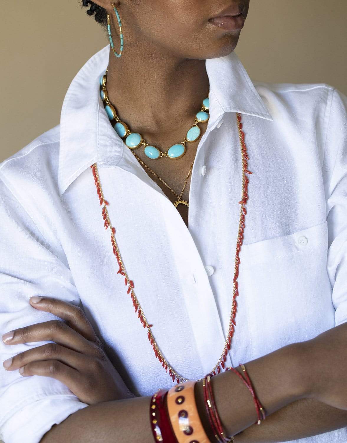 GURHAN-Turquoise and Opal Necklace-YELLOW GOLD