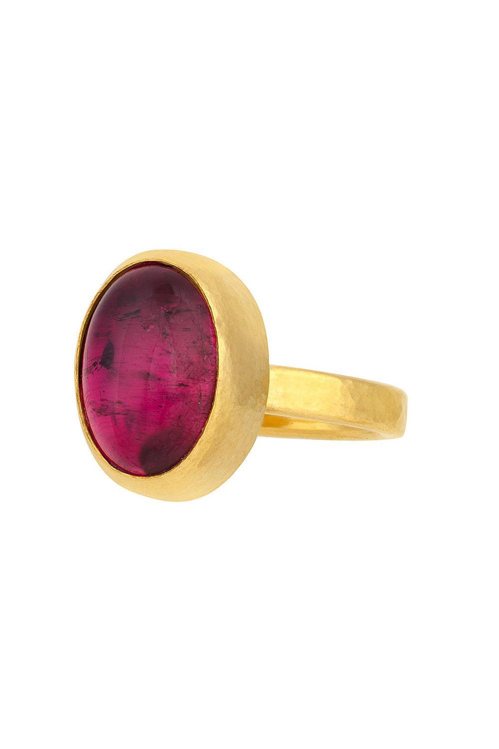 Pink Tourmaline Rune Ring-YELLOW GOLD-6.5-JEWELRYFINE JEWELRING-GURHAN