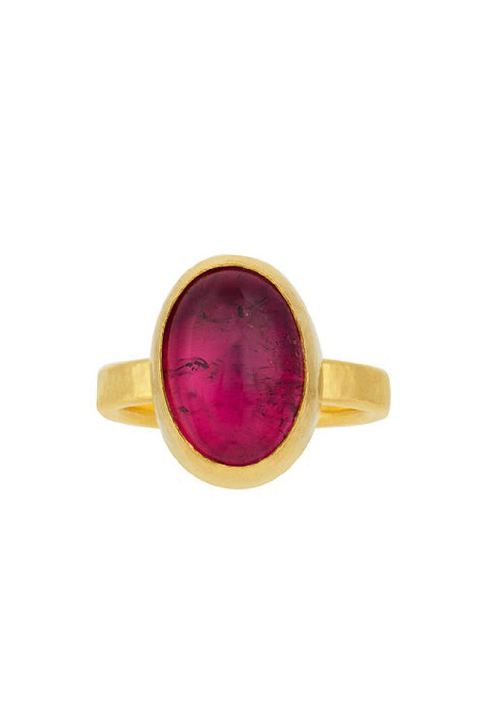 Pink Tourmaline Rune Ring-YELLOW GOLD-6.5-JEWELRYFINE JEWELRING-GURHAN