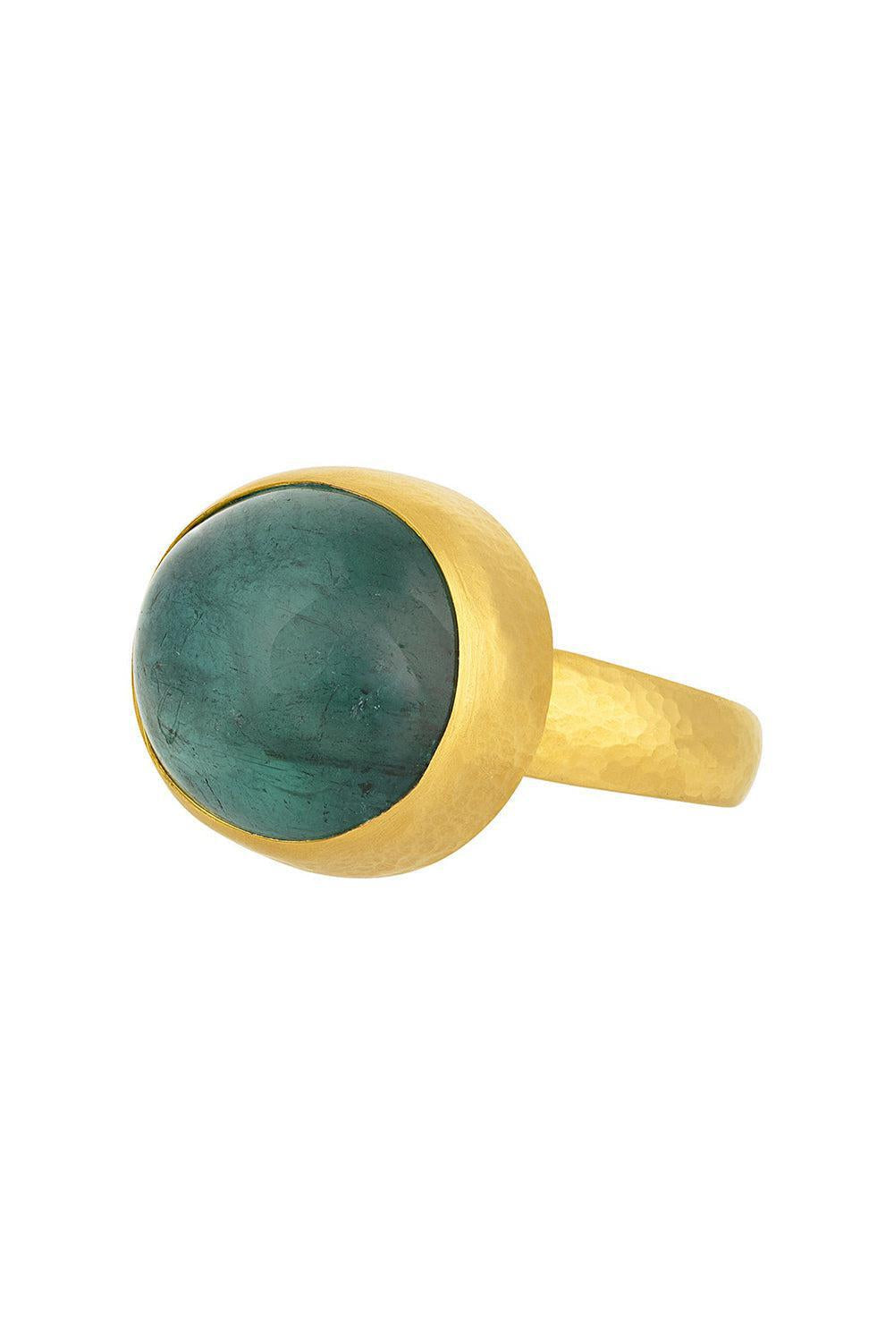 Green Tourmaline Rune Ring-YELLOW GOLD-7-JEWELRYFINE JEWELRING-GURHAN