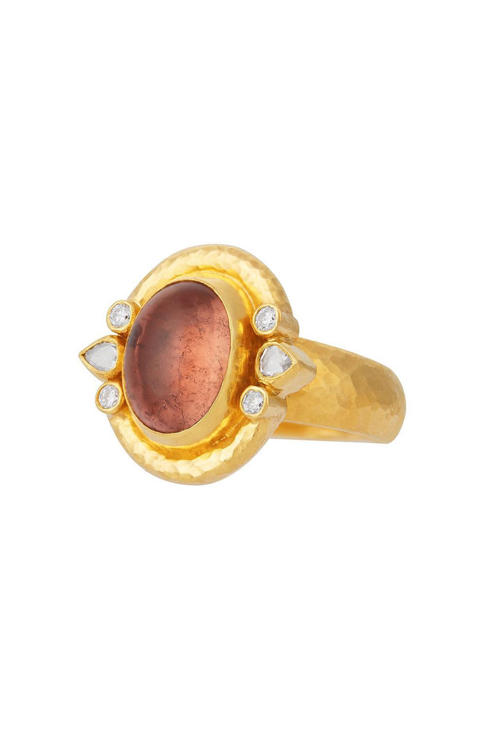 Peach Tourmaline Muse Ring-YELLOW GOLD-7-JEWELRYFINE JEWELRING-GURHAN
