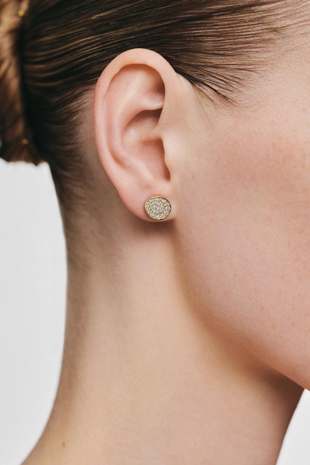  Diamond Classic Flat Stud Earrings-YELLOW GOLD-JEWELRYFINE JEWELEARRING-GUZEMA FINE JEWELRY 