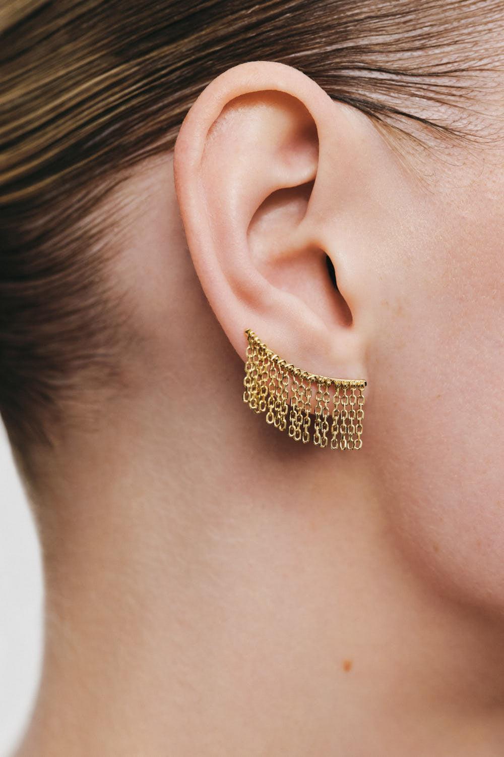 Short Chainfall Earrings-YELLOW GOLD-JEWELRYFINE JEWELEARRING-GUZEMA FINE JEWELRY