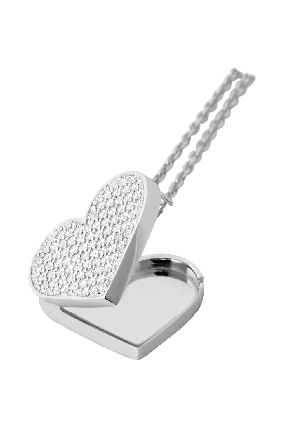  Diamond Heart Locket Necklace-WHITE GOLD-54CM-JEWELRYFINE JEWELNECKLACE O-GUZEMA FINE JEWELRY 