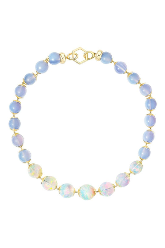 Opal Chalcedony Bead Necklace-YELLOW GOLD-JEWELRYFINE JEWELNECKLACE O-HARWELL GODFREY