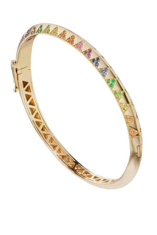 HARWELL GODFREY-Knife Edge Rainbow Bangle-YELLOW GOLD