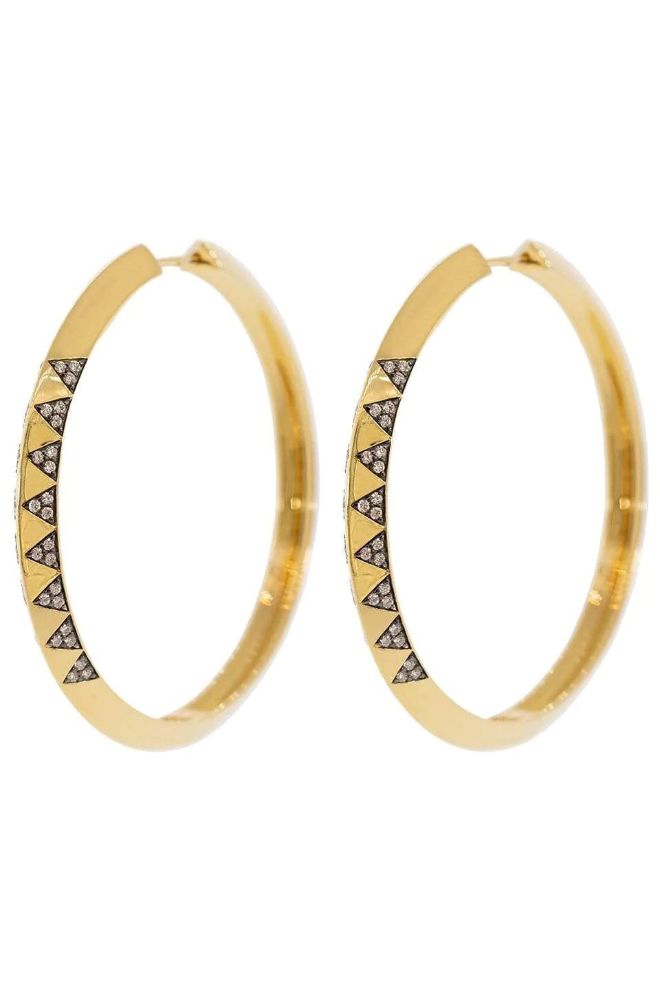 HARWELL GODFREY-Knife Edge Diamond Pave Hoop Earrings-YELLOW GOLD