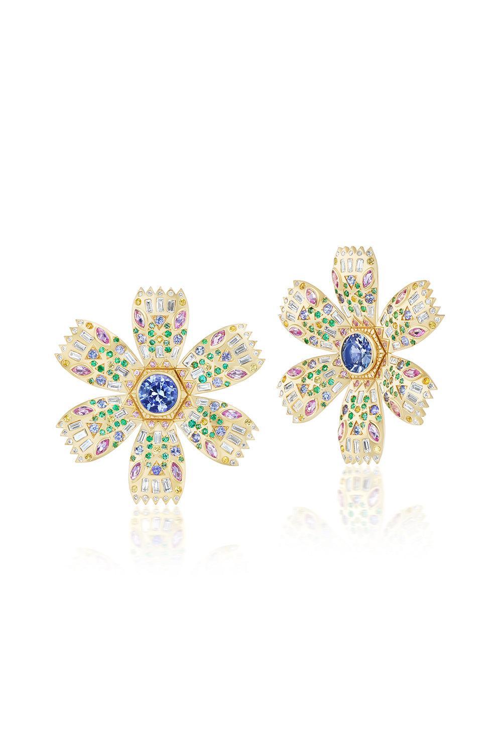 Tanzanite Poppy Stud Earrings