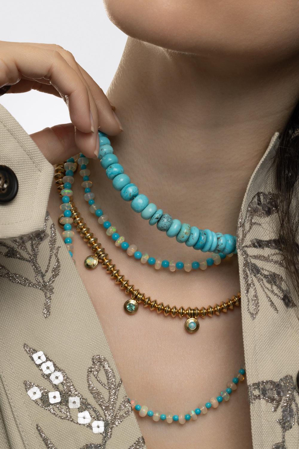 Medium Turquoise Beaded Necklace-YELLOW GOLD-JEWELRYFINE JEWELNECKLACE O-JACQUIE AICHE