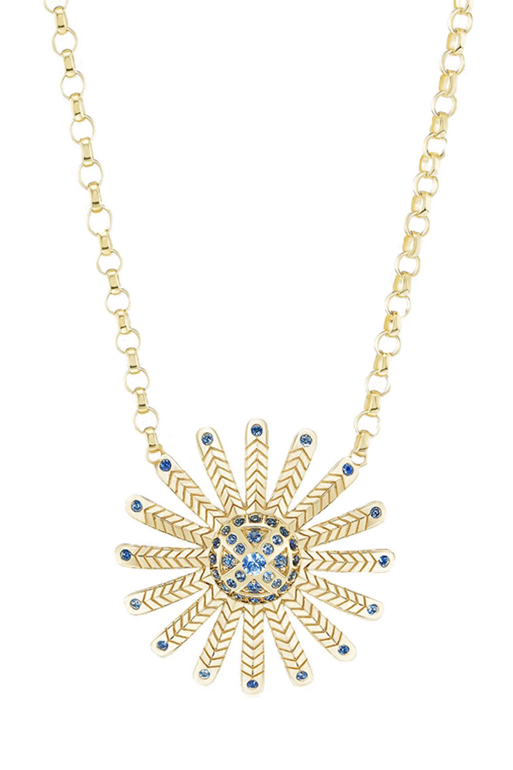 HARWELL GODFREY-Mini Sunflower Pendant Necklace-YELLOW GOLD