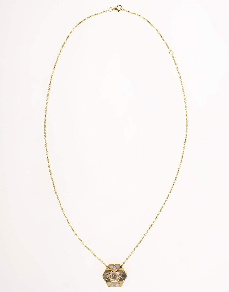 HARWELL GODFREY-Mother of Pearl Elements Stone Inlay Necklace-YELLOW GOLD