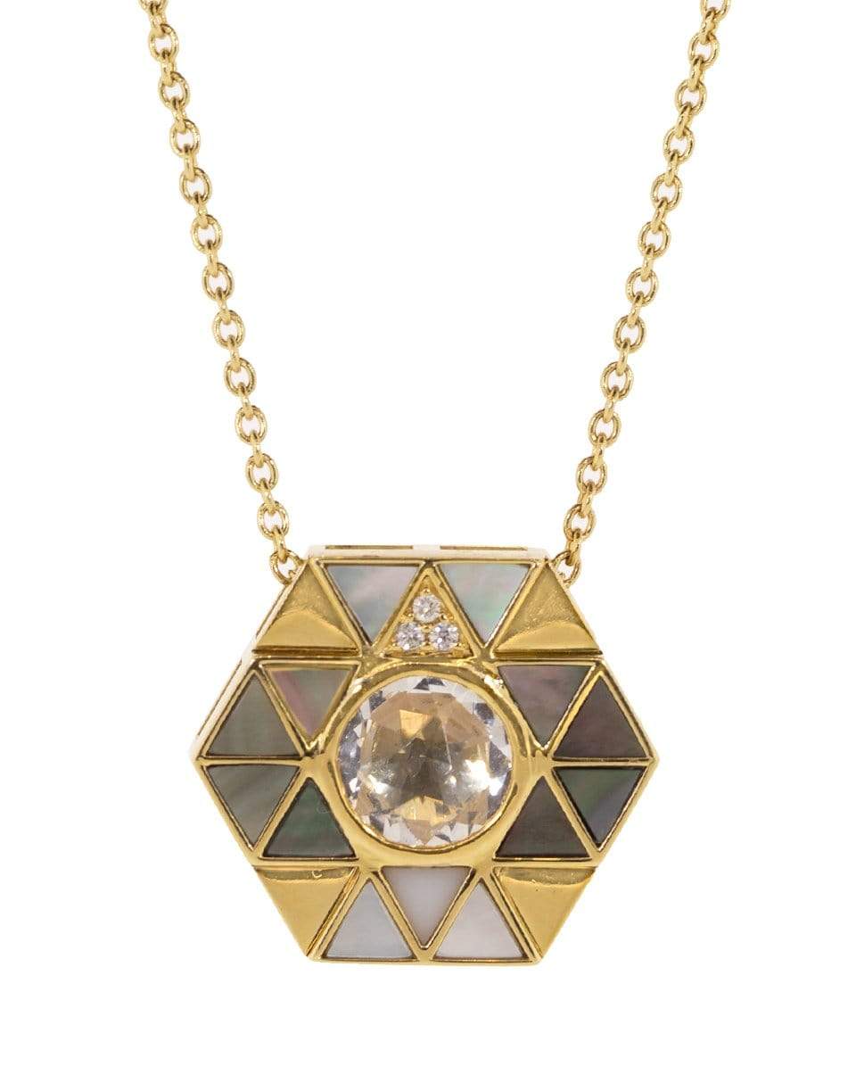 HARWELL GODFREY-Mother of Pearl Elements Stone Inlay Necklace-YELLOW GOLD