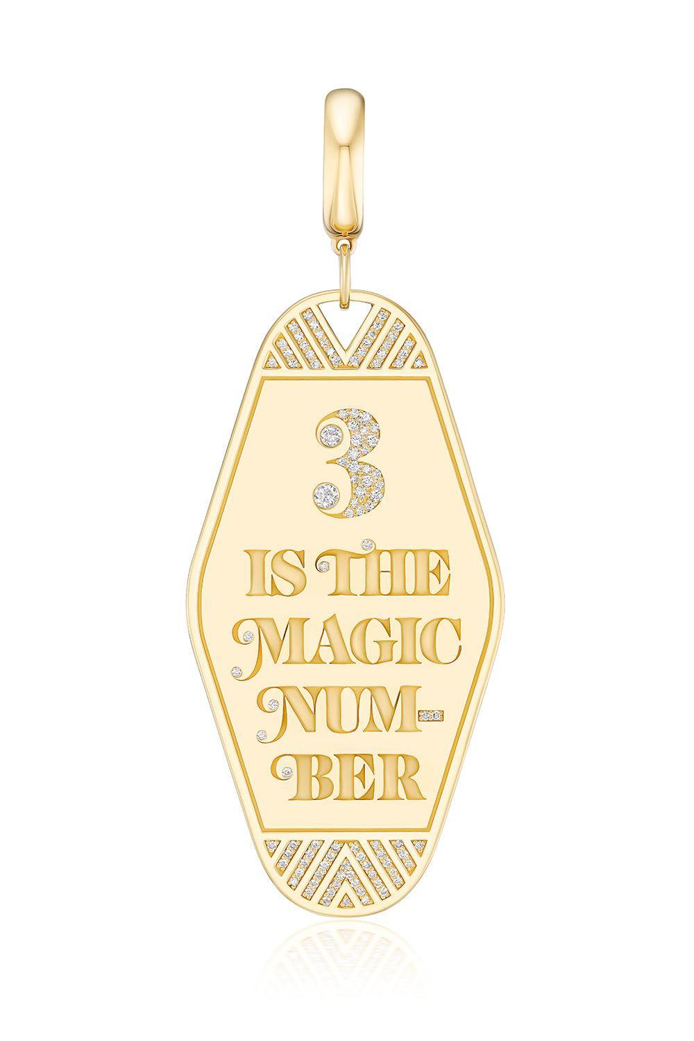 Diamond Magic Number 3 Major Key Charm-YELLOW GOLD-JEWELRYFINE JEWELPENDANT-HARWELL GODFREY
