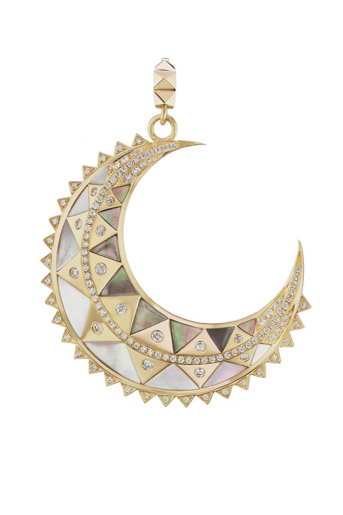 HARWELL GODFREY-Mother of Pearl Major Moon Pendant-YELLOW GOLD