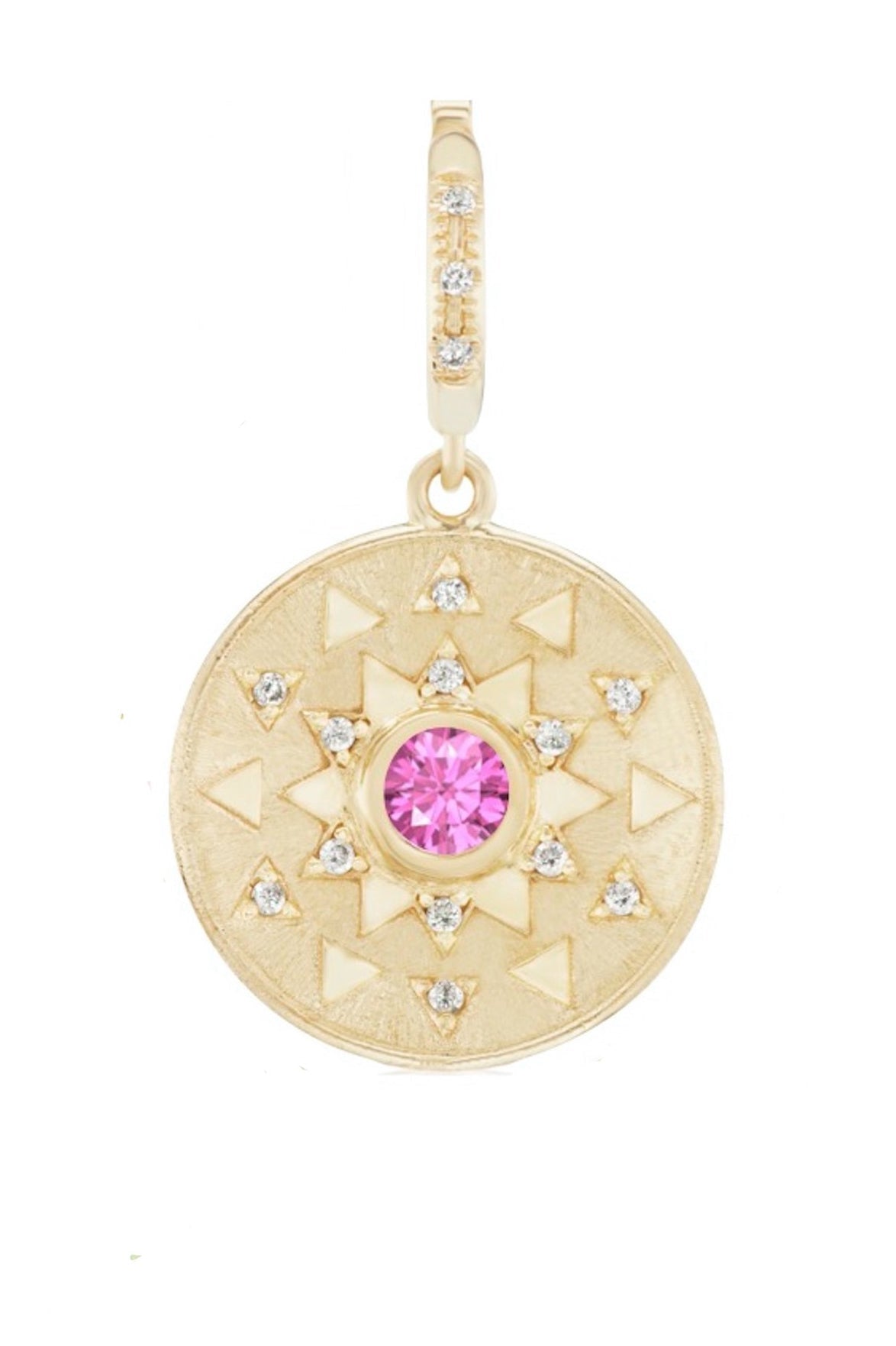 HARWELL GODFREY-Pink Sapphire Mini Sun Sign Medallion-YELLOW GOLD