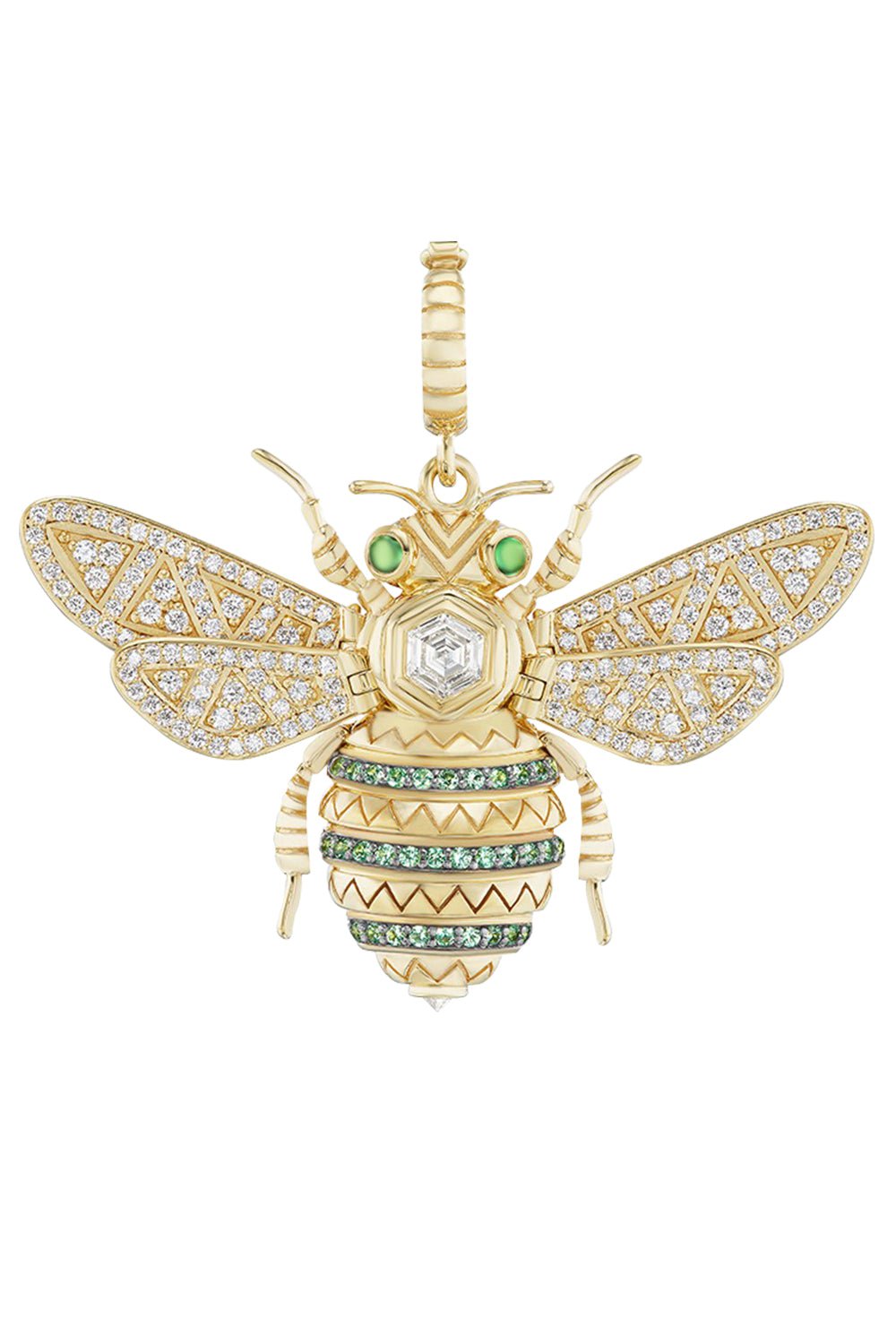 HARWELL GODFREY-Tourmaline Honey Bee Pendant-YELLOW GOLD