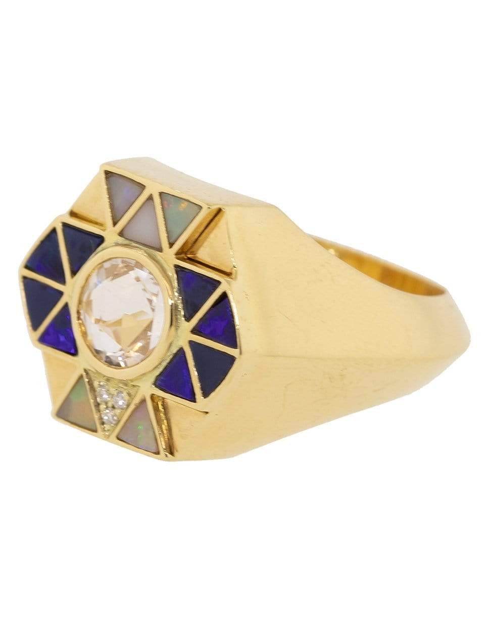 HARWELL GODFREY-Opal and Rock Crystal Inlay Ring-YELLOW GOLD