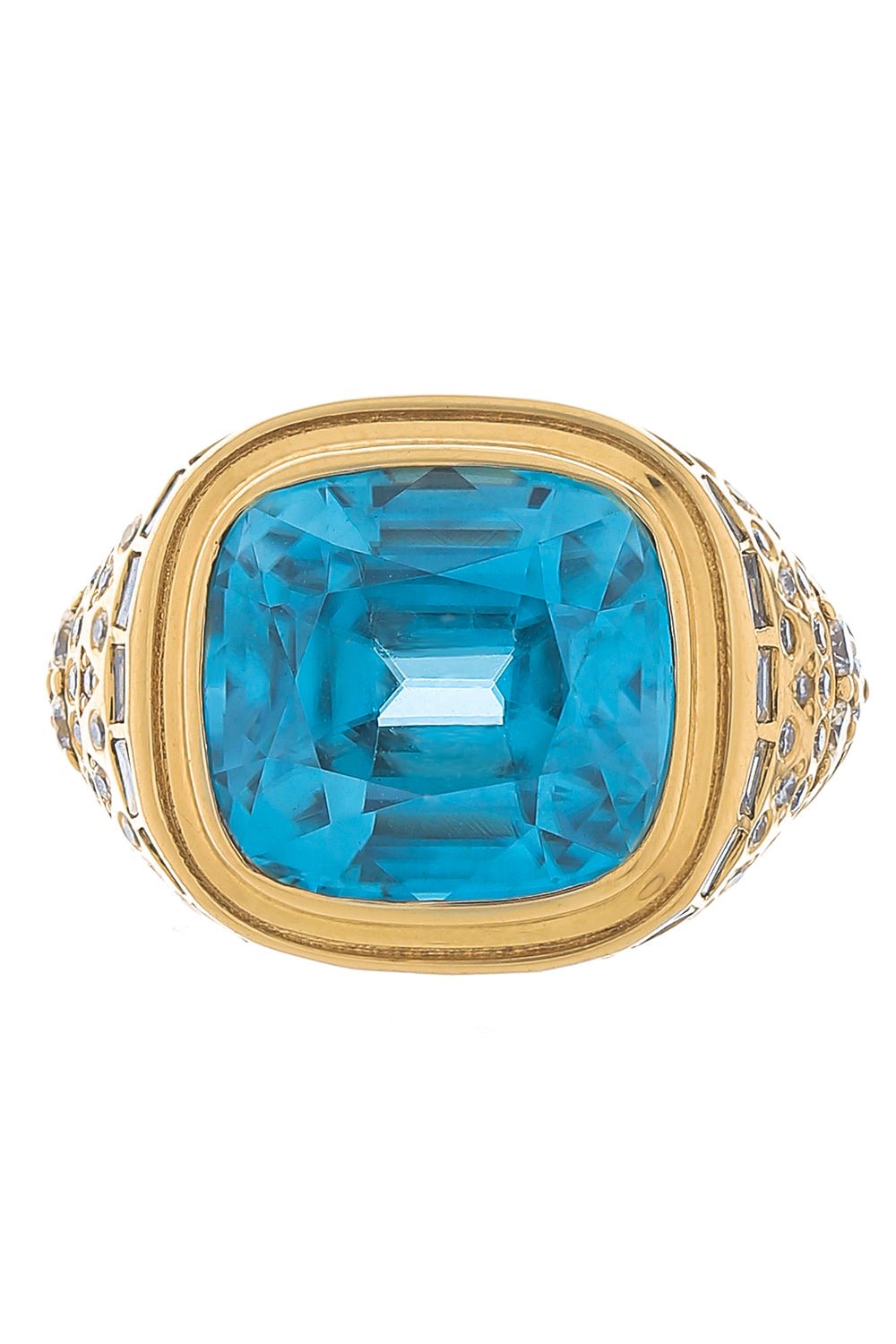 HARWELL GODFREY-Blue Zircon Stardust Ring-YELLOW GOLD