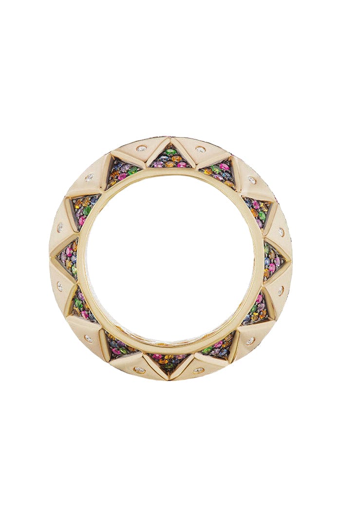 HARWELL GODFREY-Chubby Tailsman Rainbow Sapphire Ring-YELLOW GOLD