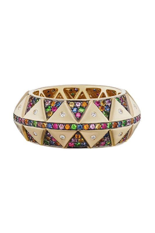 HARWELL GODFREY-Chubby Tailsman Rainbow Sapphire Ring-YELLOW GOLD