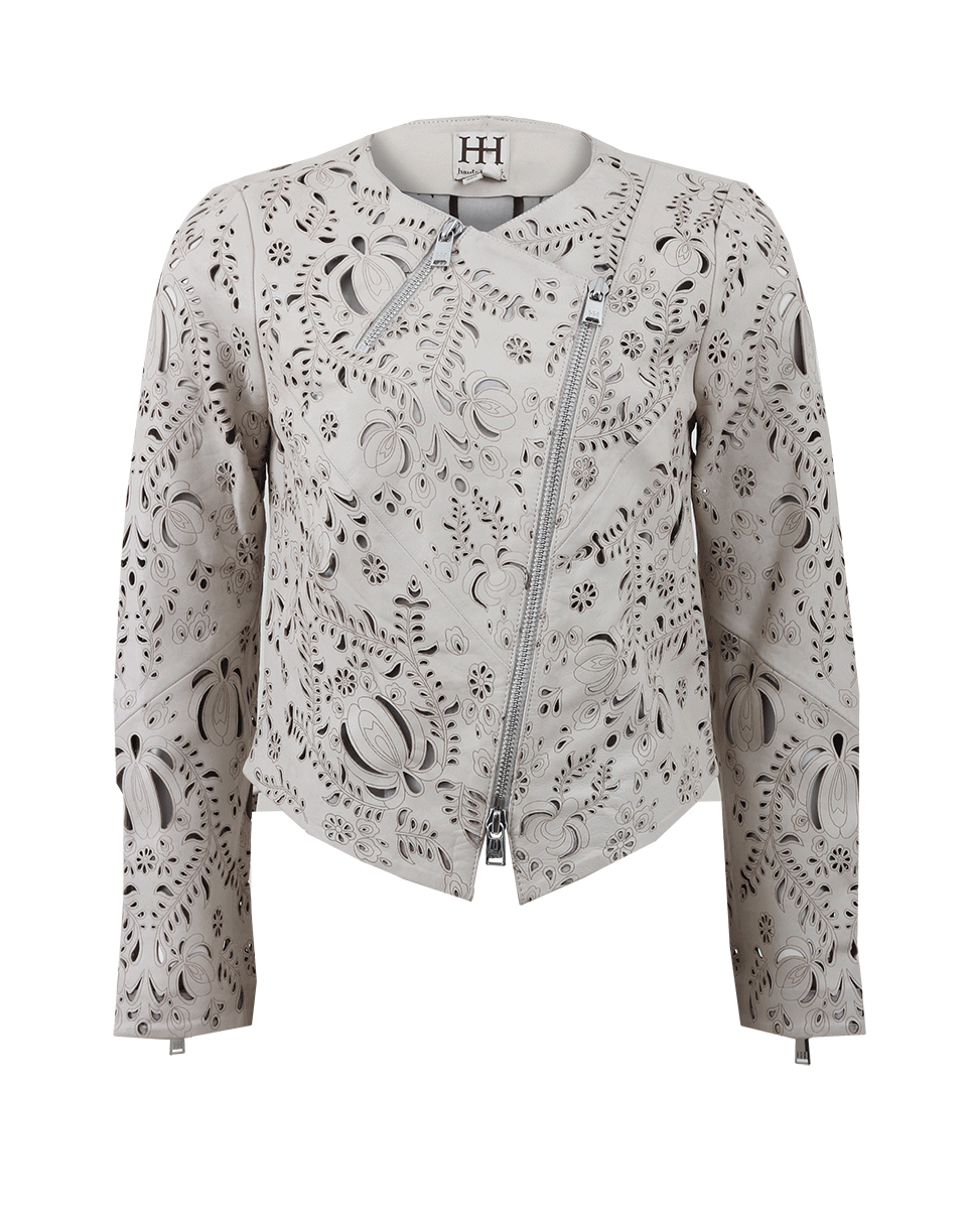 HAUTE HIPPIE-Laser Cut Leather Jacket-